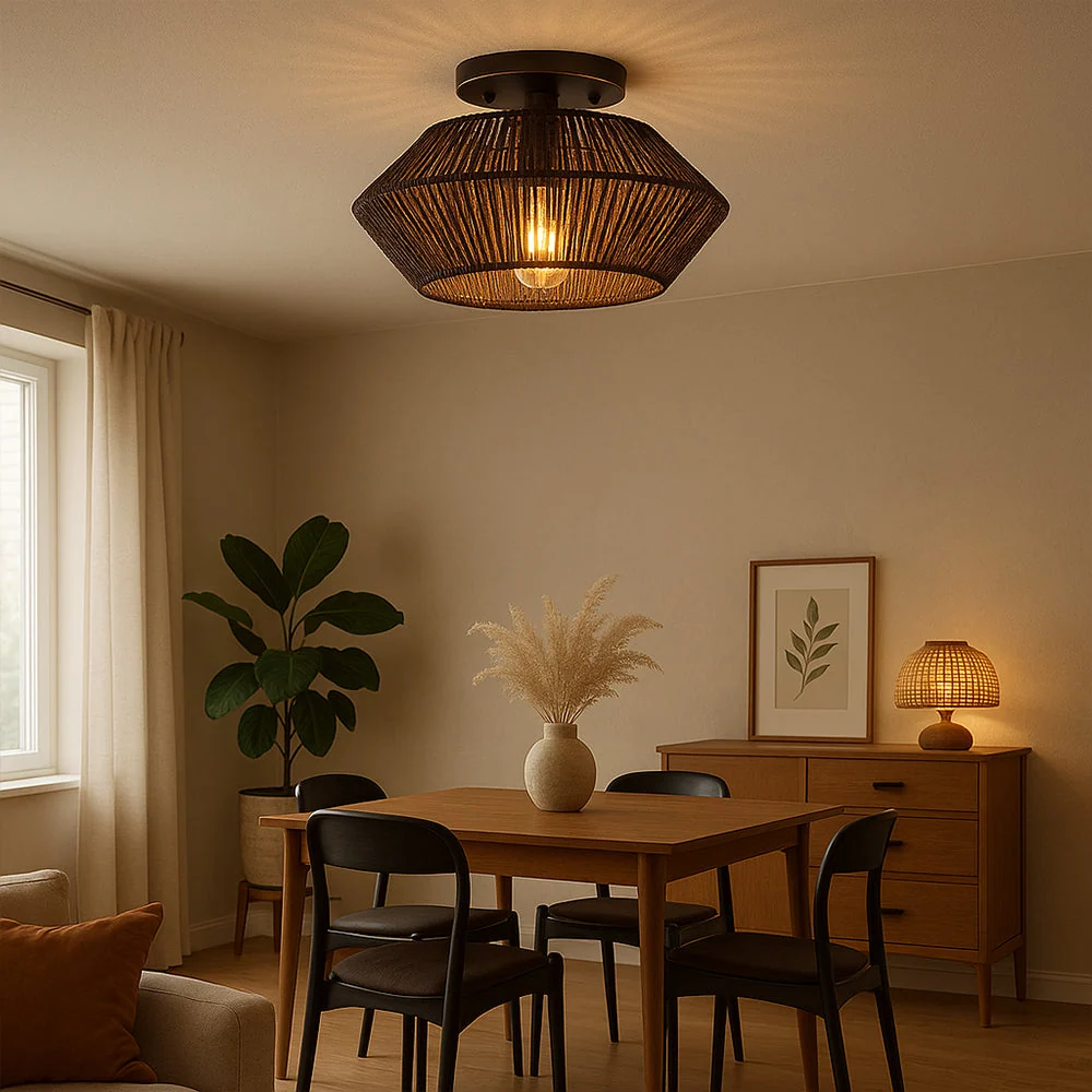 Bamboo Woven Ceiling Light | Handcrafted Natural Shade