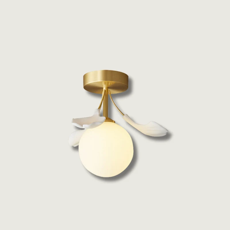 Botanical Ceiling Light | Ginkgo Leaf Glass Globe Design