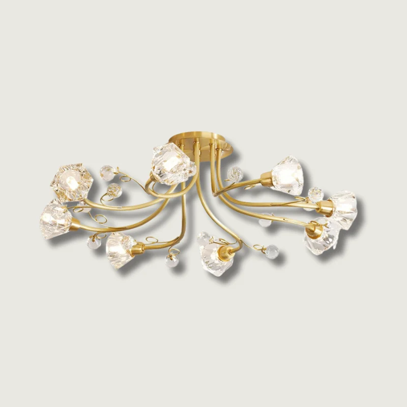 Crystal Ceiling Light | Brass Floral Branch Design 8