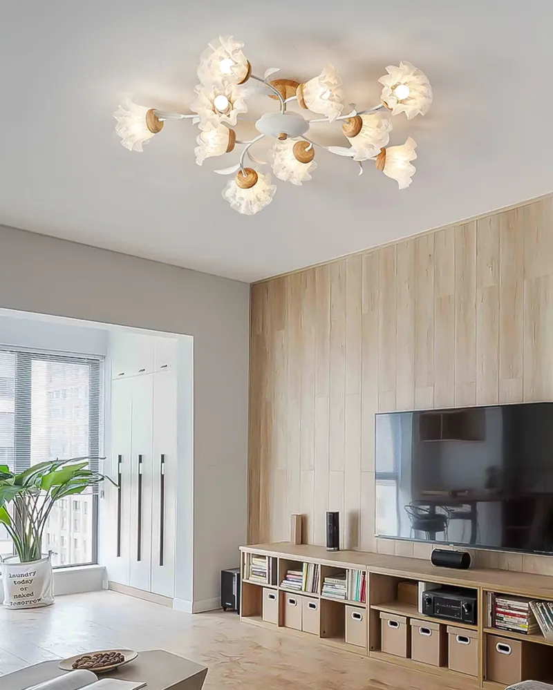 Floral Ceiling Light | White Petal Shade Design 6