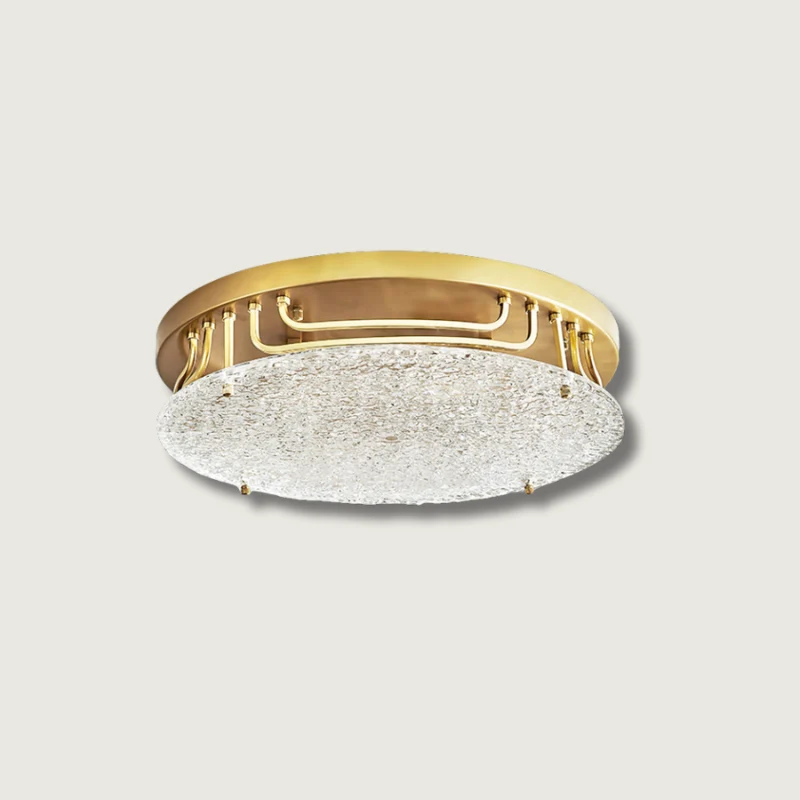 Modern Brass Ceiling Light | Textured Glass Diffuser Diameter
