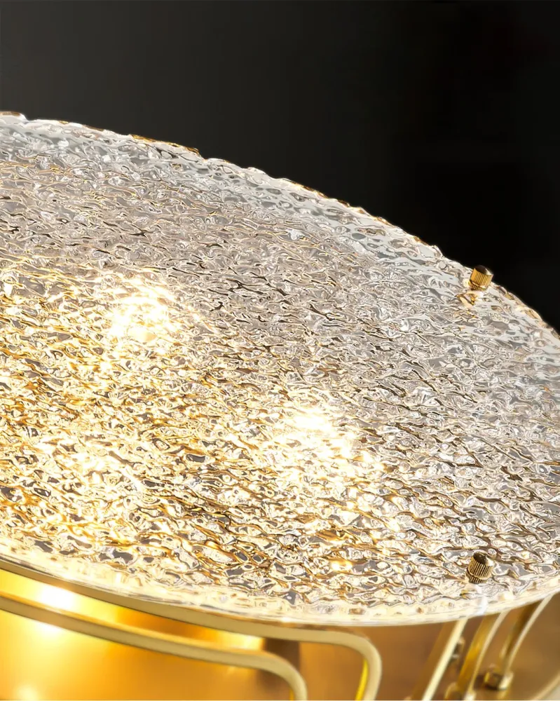 Modern Brass Ceiling Light | Textured Glass Diffuser Diameter