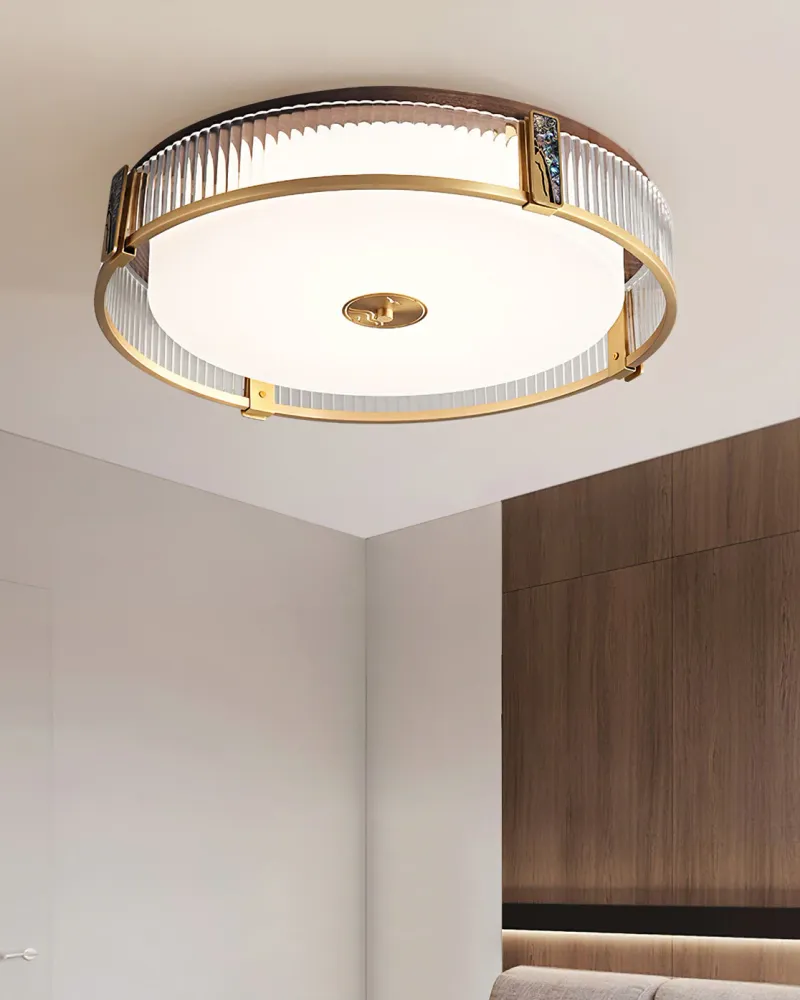 Modern Ceiling Light | Brass Frame Acrylic Shade Diameter
