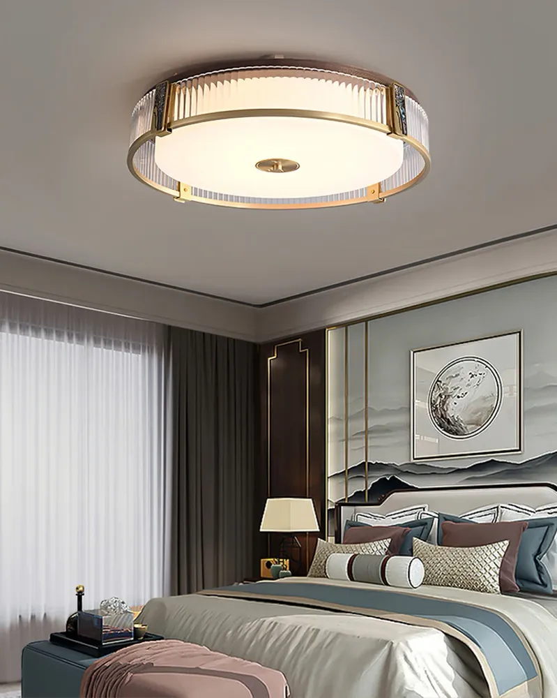 Modern Ceiling Light | Brass Frame Acrylic Shade Diameter
