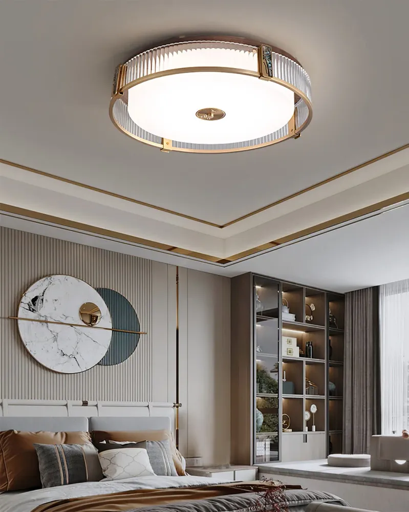 Modern Ceiling Light | Brass Frame Acrylic Shade Diameter