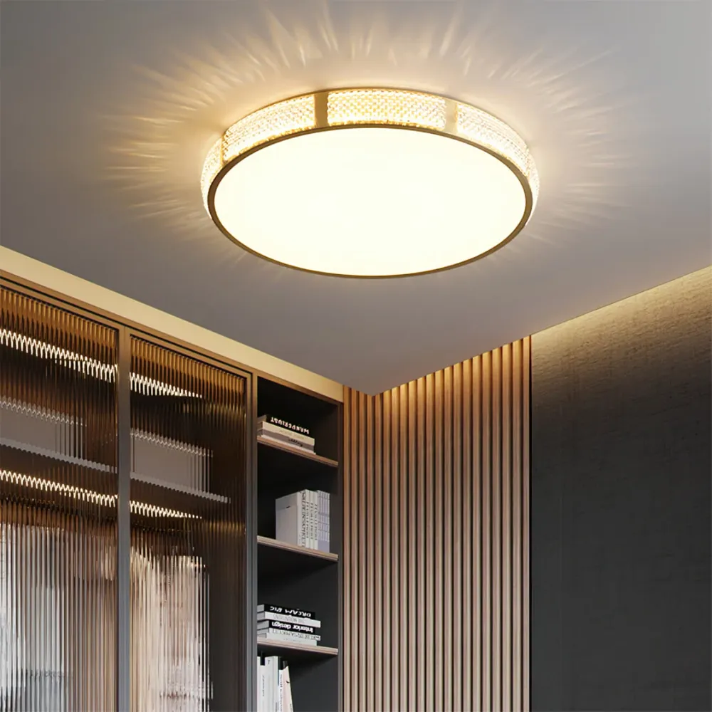 Modern Ceiling Light | Crystal Brass Trim Design Diameter