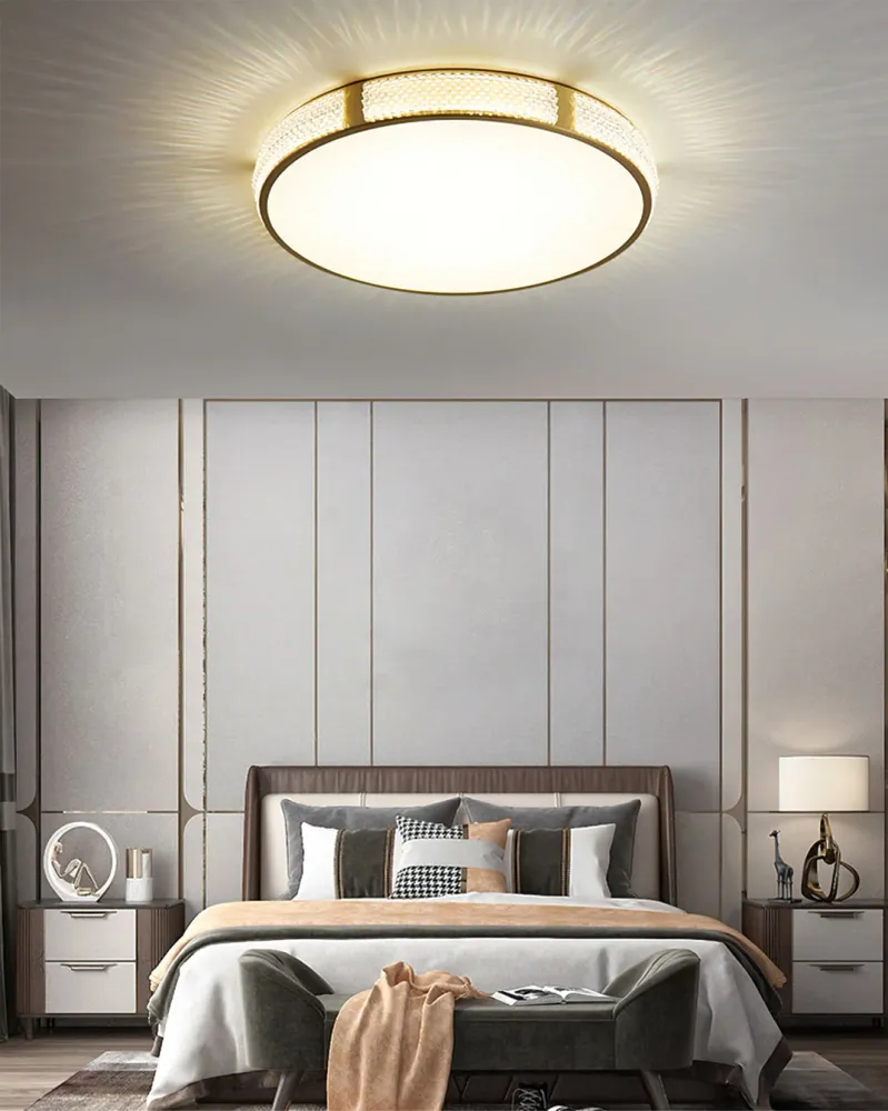 Modern Ceiling Light | Crystal Brass Trim Design Diameter