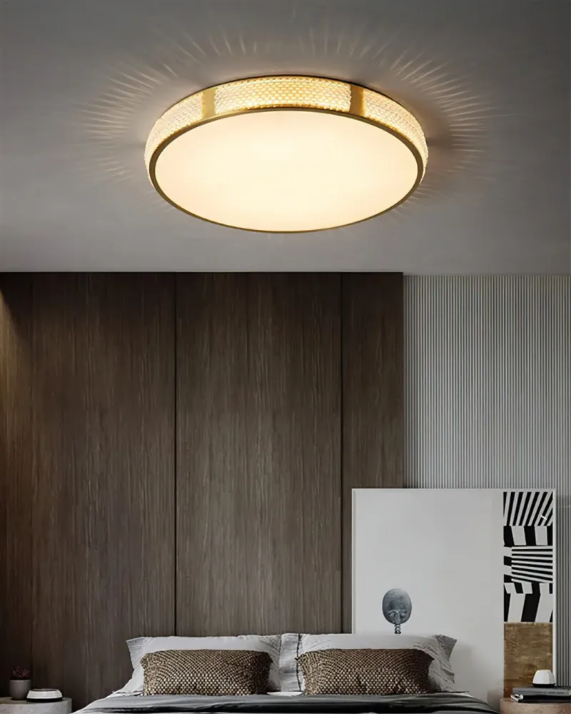 Modern Ceiling Light | Crystal Brass Trim Design Diameter
