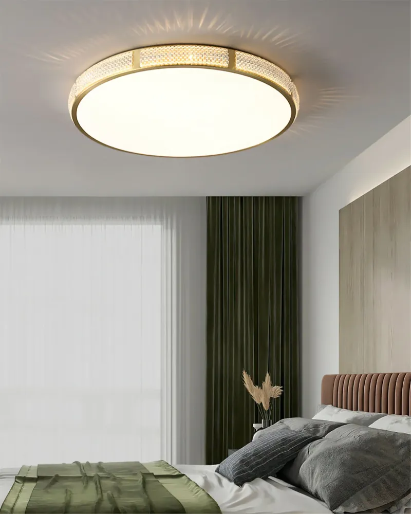 Modern Ceiling Light | Crystal Brass Trim Design Diameter