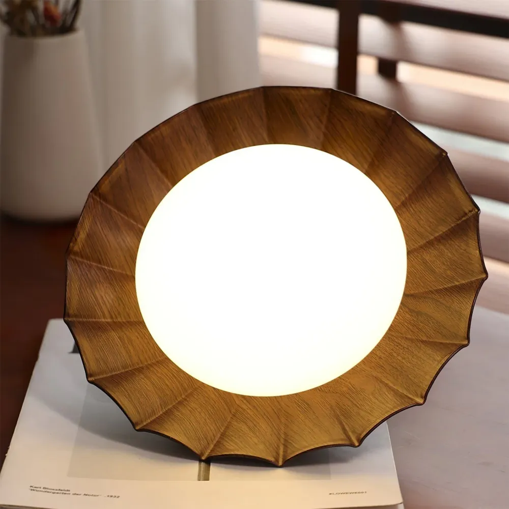 Modern Ceiling Light | Floral Petal Design Walnut Accent Cream