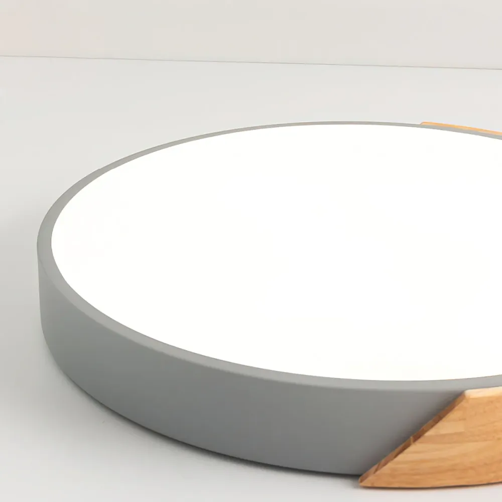 Modern Ceiling Light | Grey Metal Wood Accent White