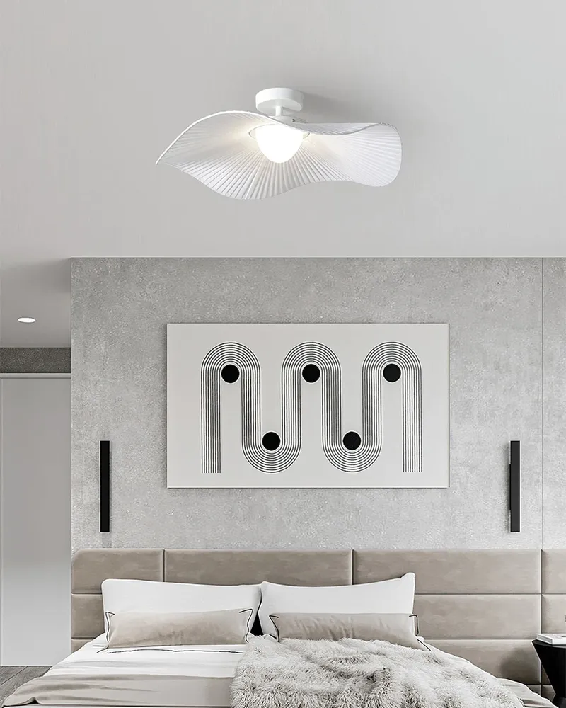 Modern Ceiling Light | Pleated Wave Design Warm Glow Diameter