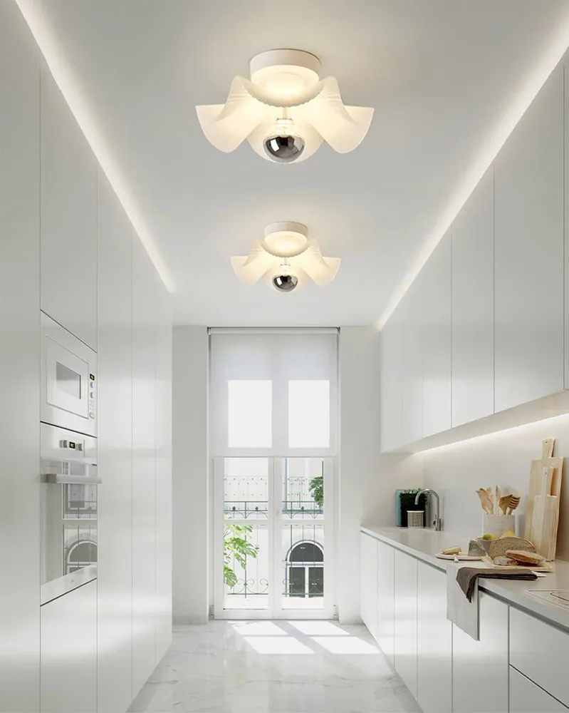 Modern Ceiling Light | Pleated White Shade Design Model
