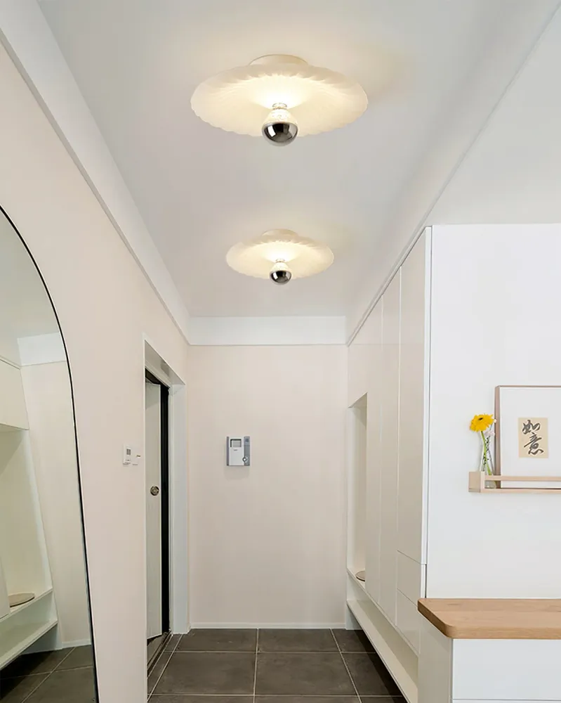 Modern Ceiling Light | Pleated White Shade Design Model