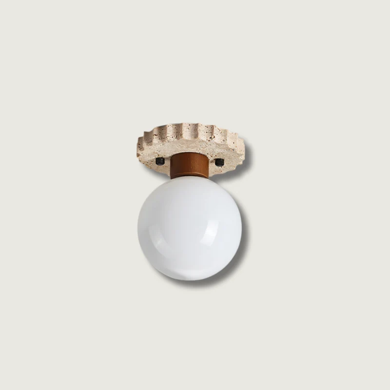 Modern Ceiling Light | Travertine Glass Orb Design