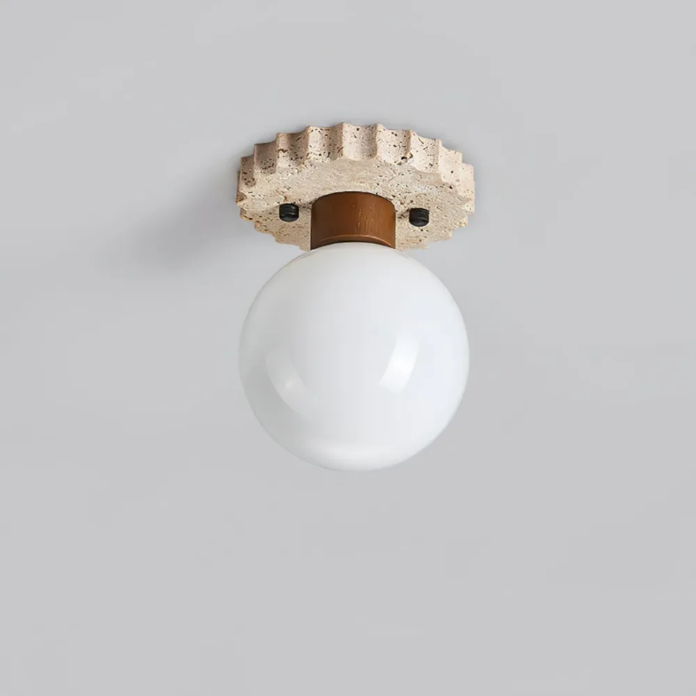 Modern Ceiling Light | Travertine Glass Orb Design