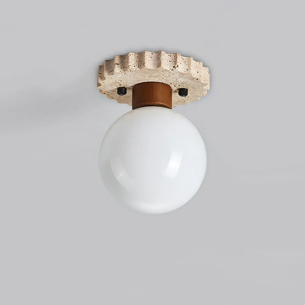 Modern Ceiling Light | Travertine Glass Orb Design
