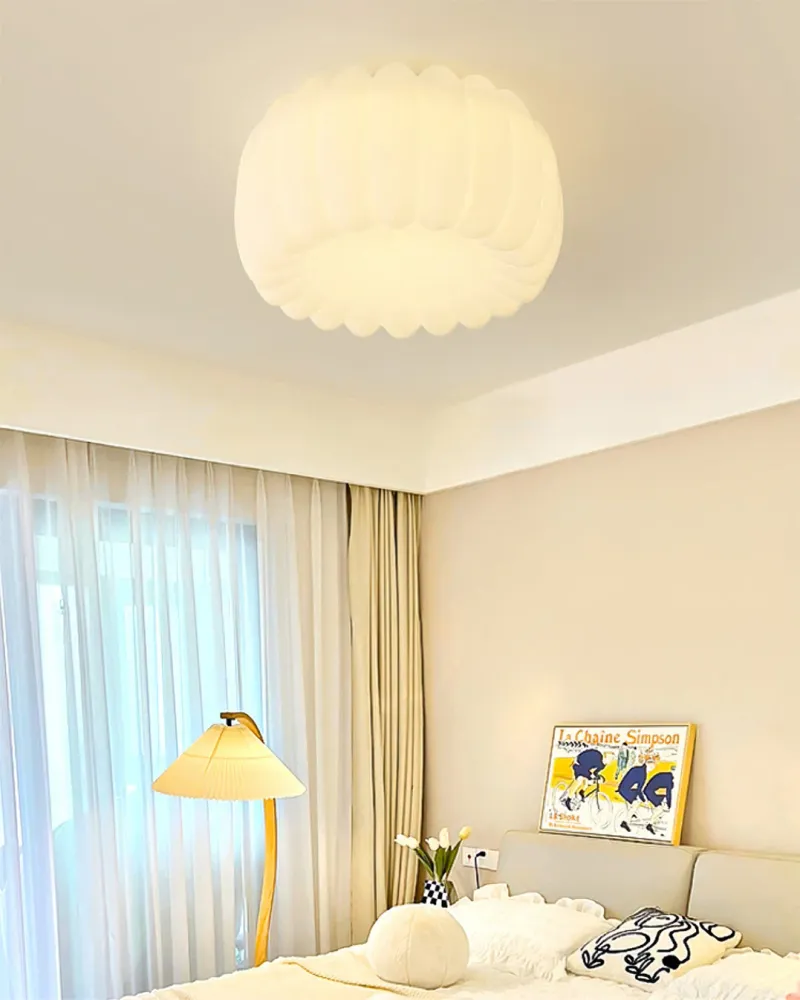 Modern Ceiling Light | White Fluted Design