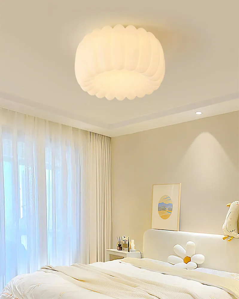 Modern Ceiling Light | White Fluted Design