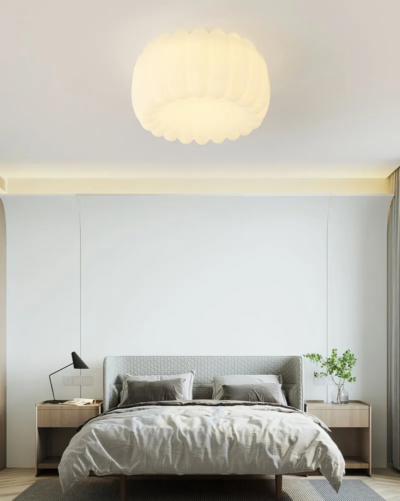 Modern Ceiling Light | White Fluted Design