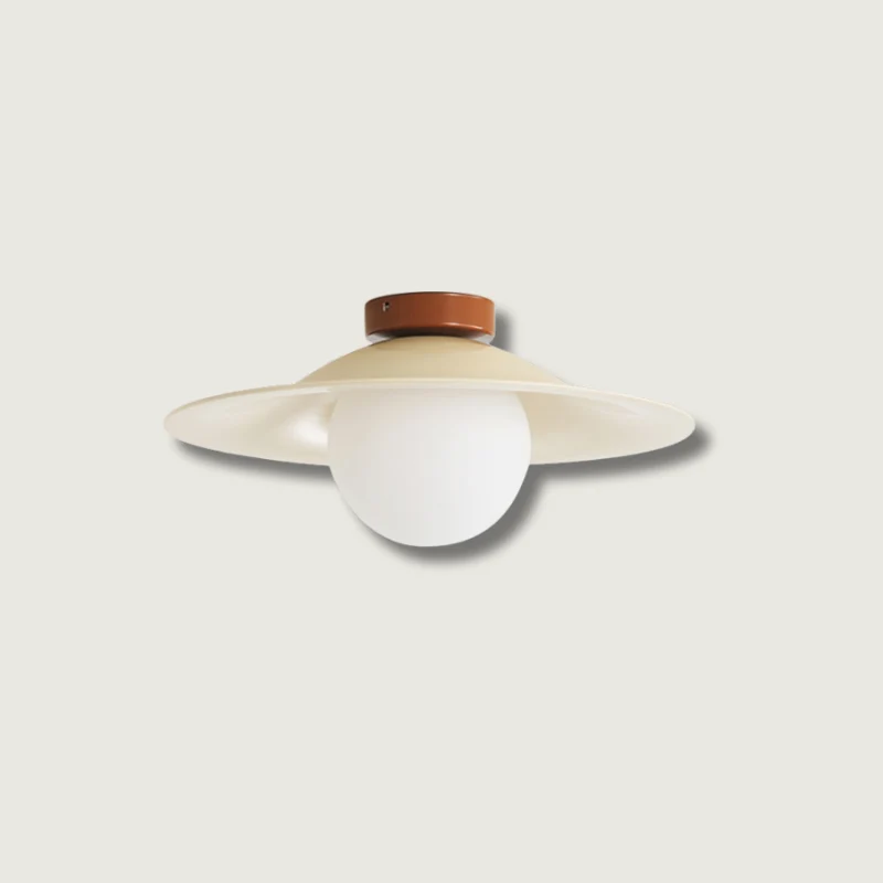 Modern Ceiling Light | Wide Metal Shade Glass Globe Design Cream