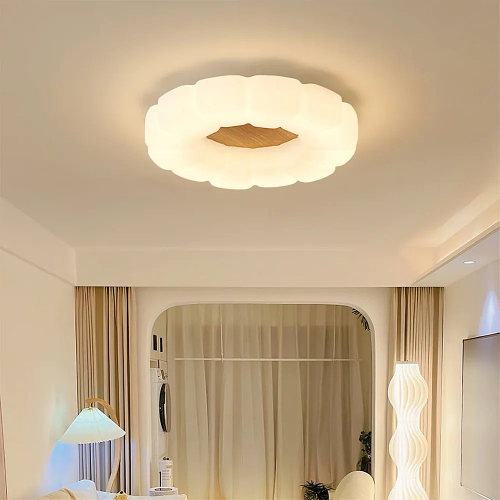 Modern Floral Ceiling Light | White Acrylic Petal Design