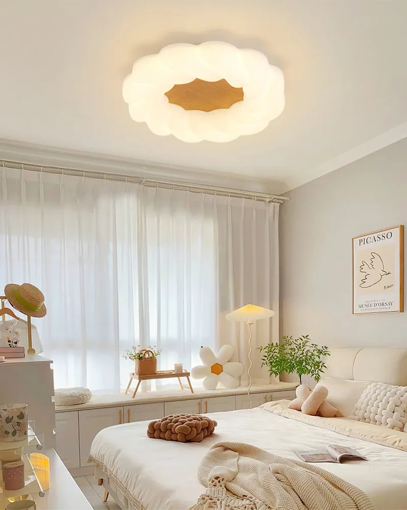 Modern Floral Ceiling Light | White Acrylic Petal Design