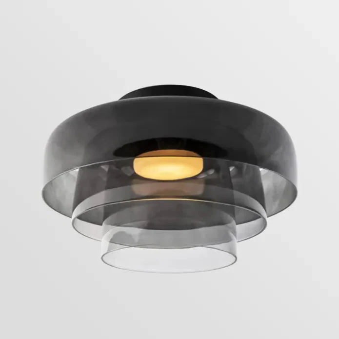 Modern Glass Ceiling Light | Layered Smoke Shade Design Orange