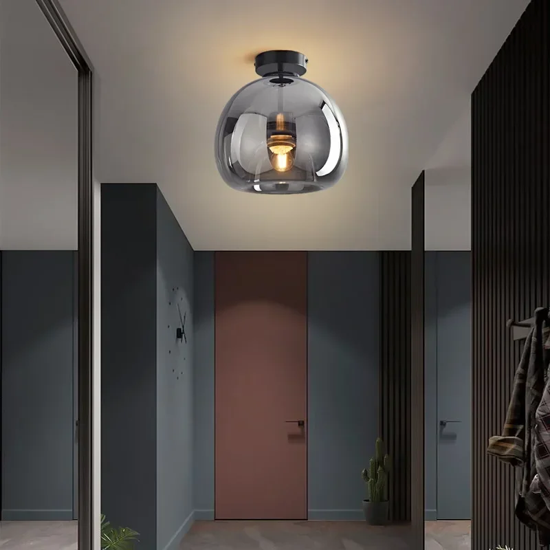 Modern Glass Ceiling Light | Smoke Globe Shade A