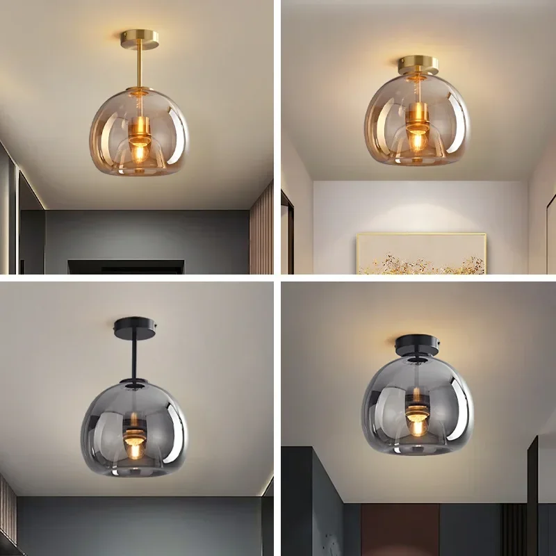 Modern Glass Ceiling Light | Smoke Globe Shade A