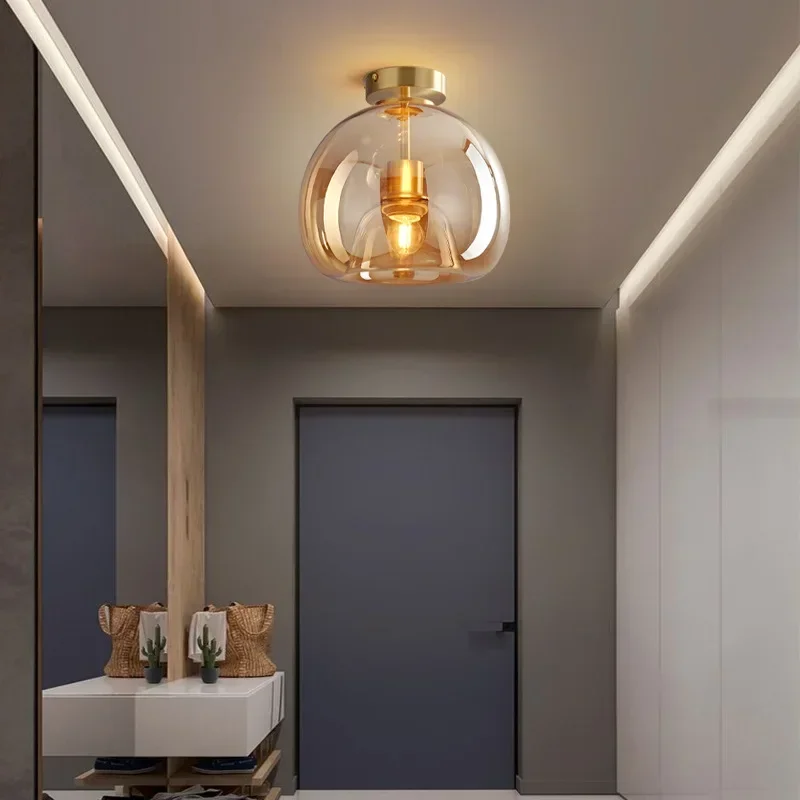 Modern Glass Ceiling Light | Smoke Globe Shade A