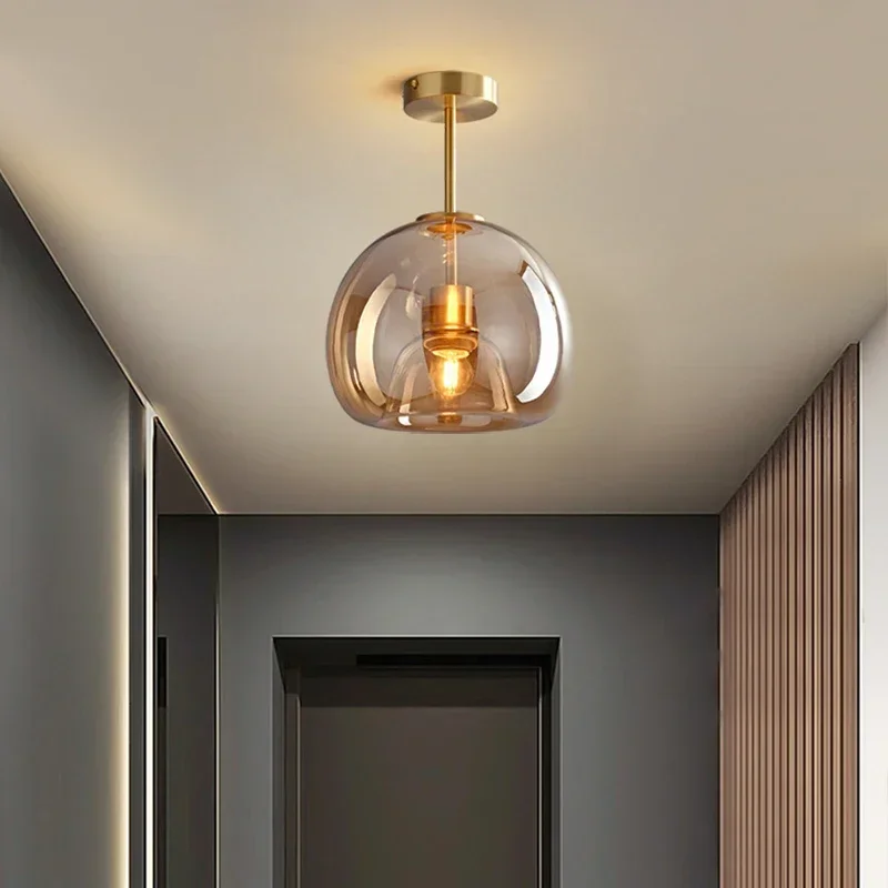 Modern Glass Ceiling Light | Smoke Globe Shade A