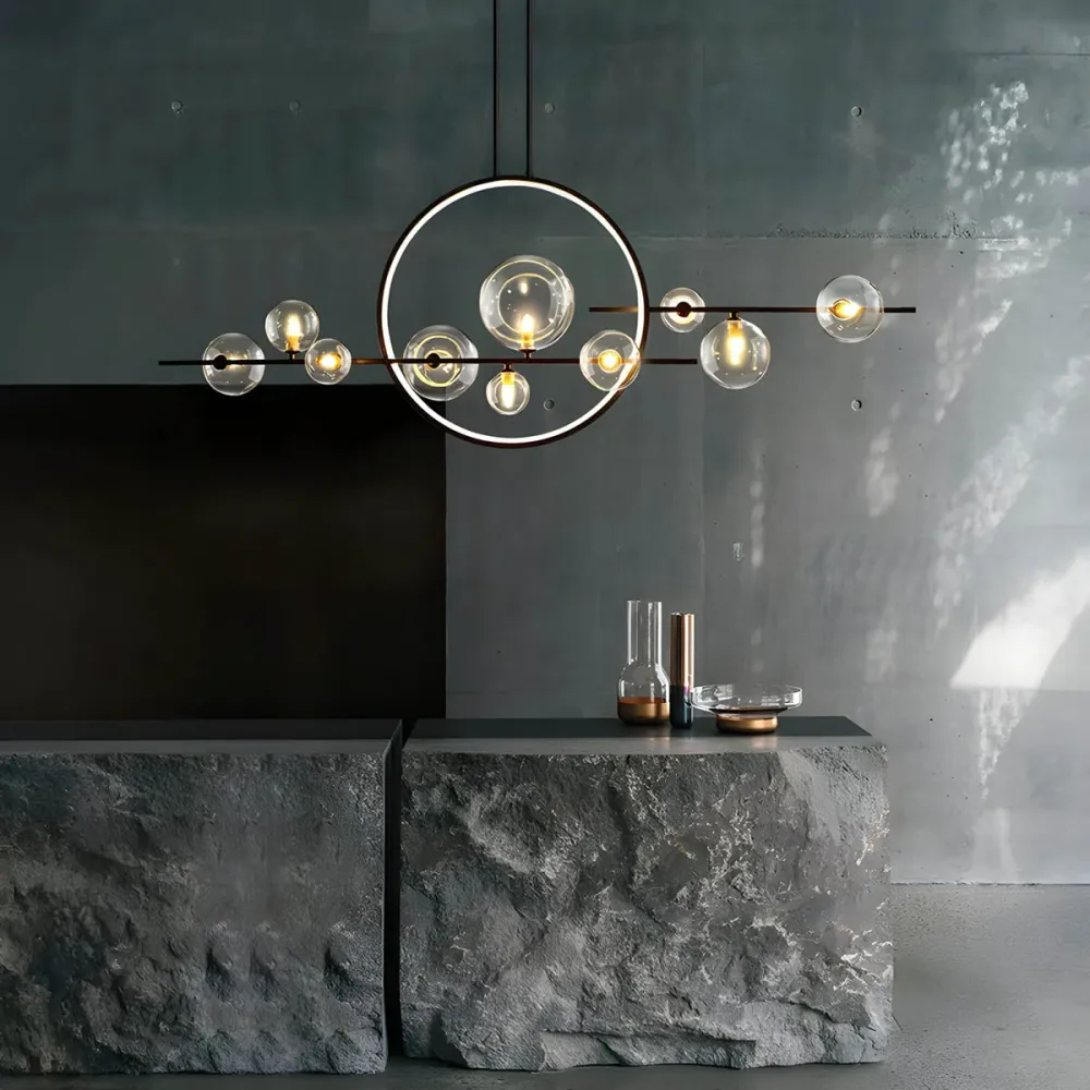Modern LED Ceiling Chandelier | Floating Glass Spheres Design Black