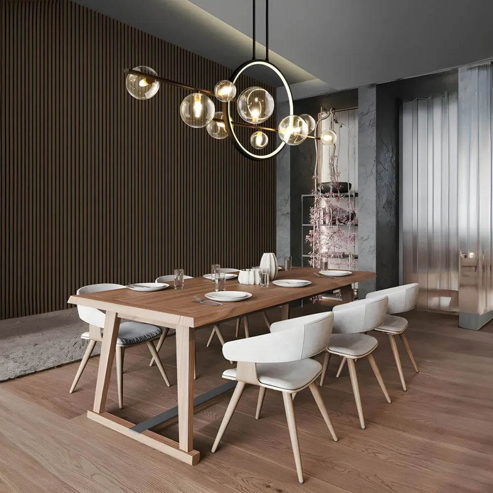 Modern LED Ceiling Chandelier | Floating Glass Spheres Design Black