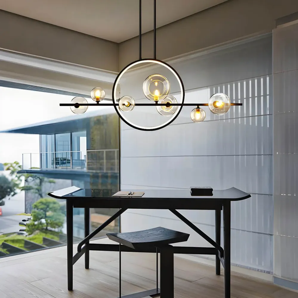 Modern LED Ceiling Chandelier | Floating Glass Spheres Design Black