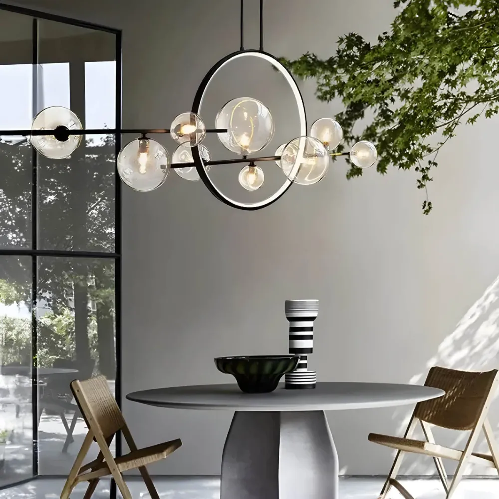 Modern LED Ceiling Chandelier | Floating Glass Spheres Design Black