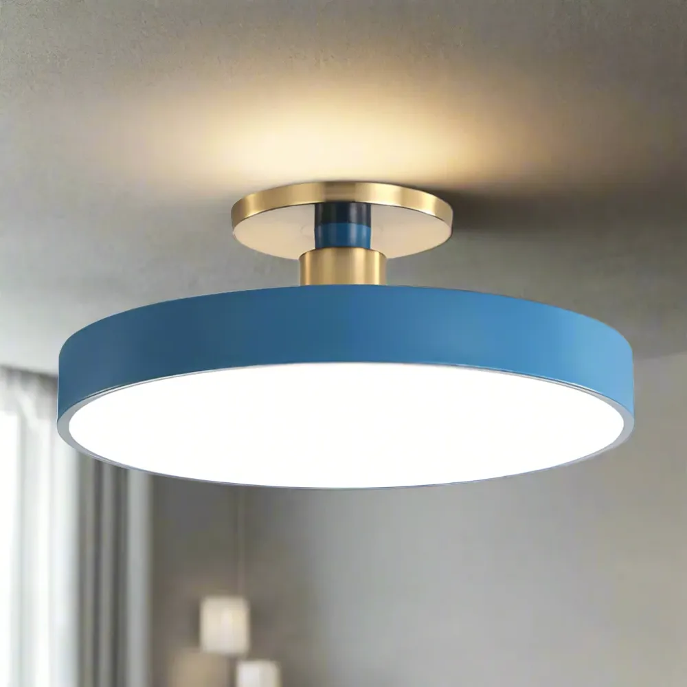 Modern Nordic Ceiling Light | Blue Disc LED Fixture White