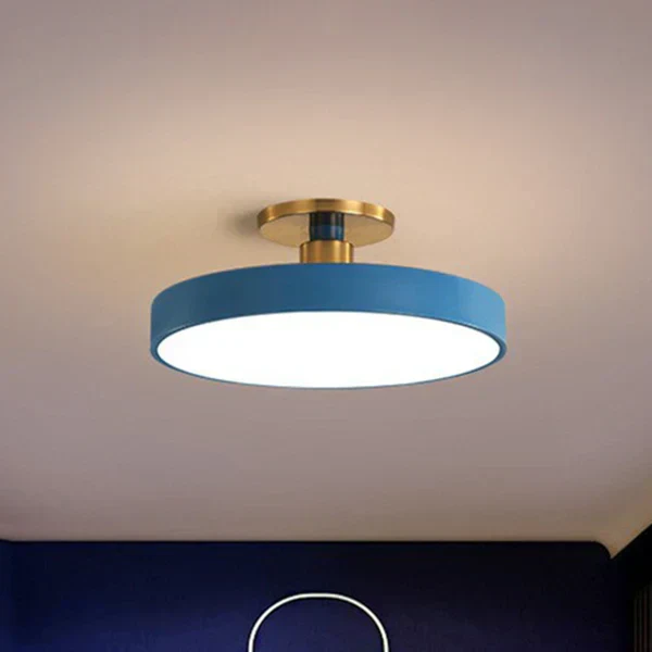 Modern Nordic Ceiling Light | Blue Disc LED Fixture White