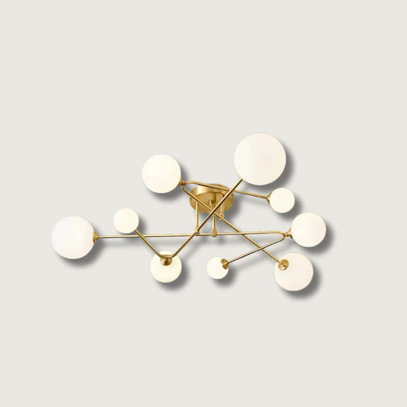Modern Sputnik Ceiling Light | Brass Arms Glass Globes 4