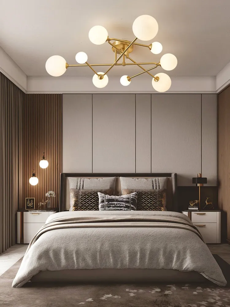 Modern Sputnik Ceiling Light | Brass Arms Glass Globes 4