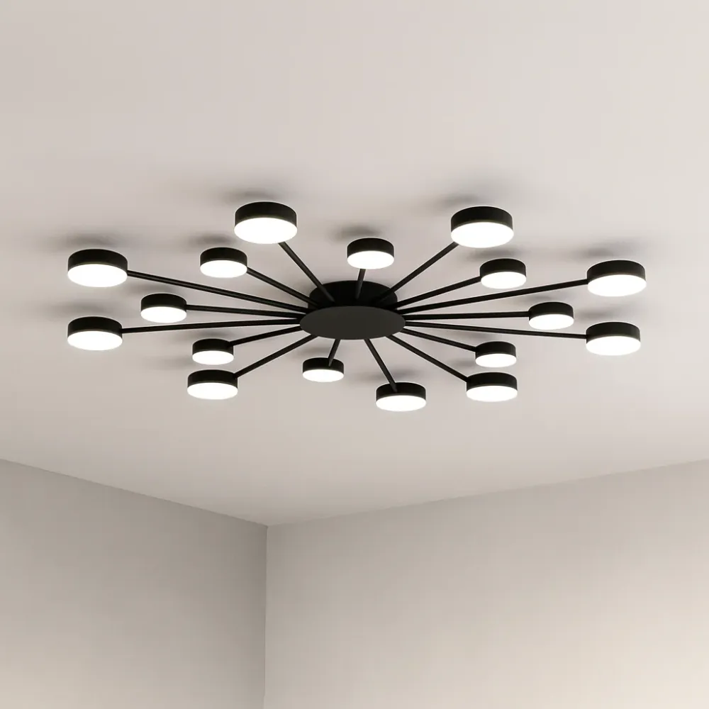 Modern Sunburst Ceiling Light | LED Brass Starburst Design Gold