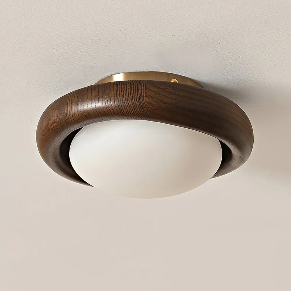 Modern Wooden Ceiling Light | Minimalist Globe Design