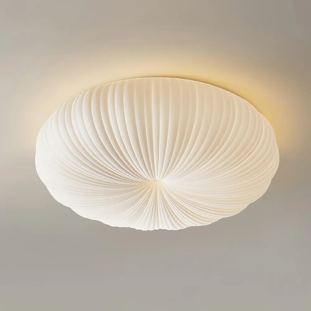 Pleated Ceiling Light | Modern Ribbed Design Warm LED 45