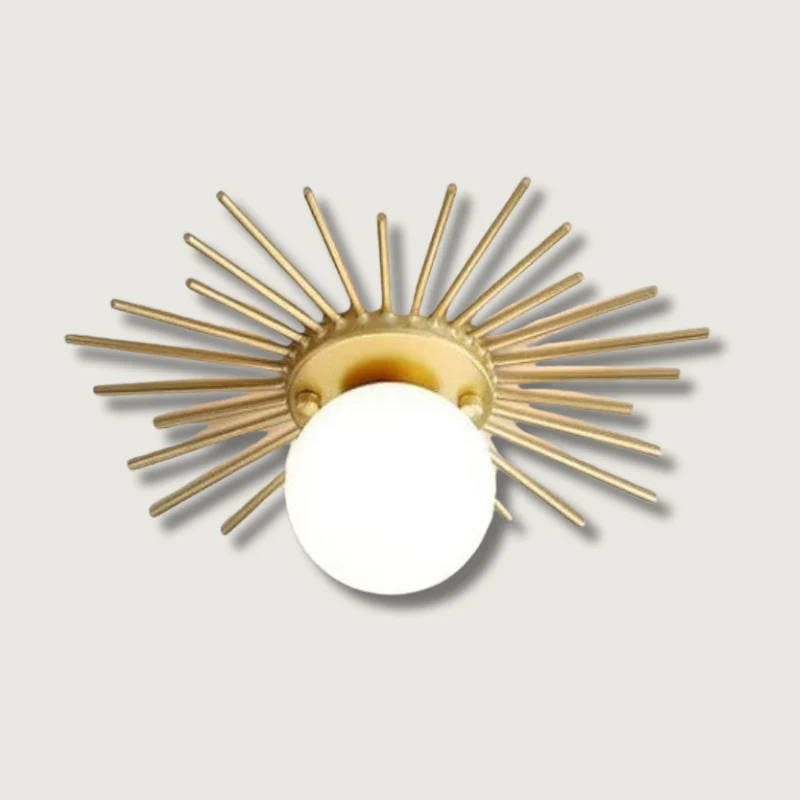 Sunburst Ceiling Light | Gold Metal Globe Fixture