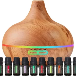 Ultrasonic Essential Oil Diffuser | 400ml Wood Grain Design LED Lighting