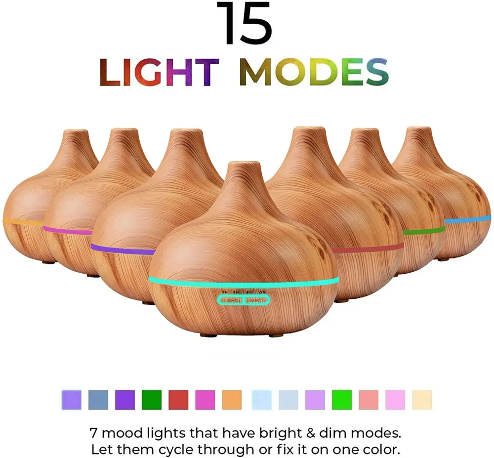 Ultrasonic Essential Oil Diffuser | 400ml Wood Grain Design LED Lighting