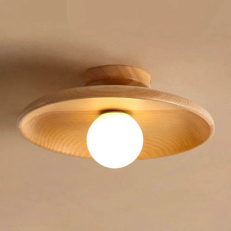 Wooden Ceiling Light | Natural Bowl Shade Design Brown