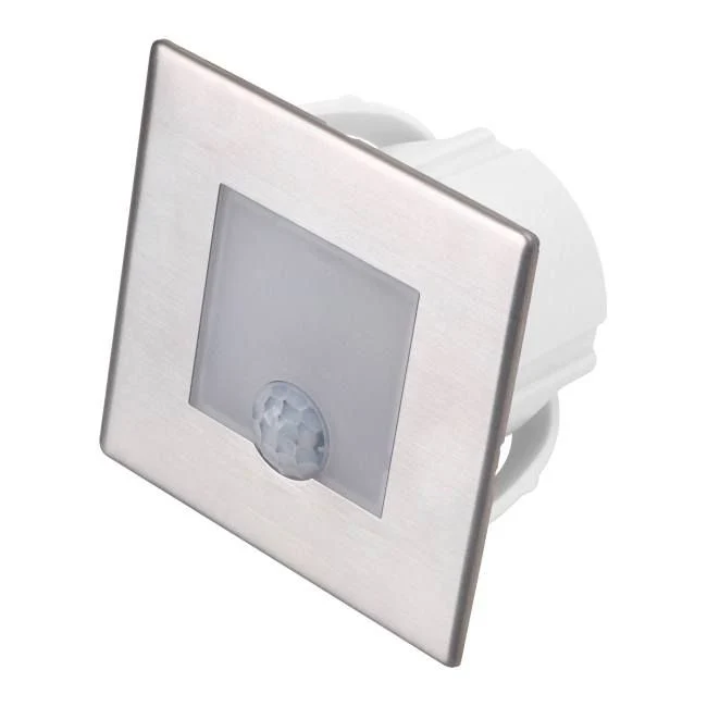 LED trappelygte DPM 1,2 W 4000 K IP20 kvadratisk med bevægelsessensor i rustfrit hardened