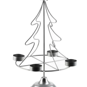 MONDEX SANTA metallysestage i juletrædesign 23,5 x 38 x 11 cm sølv, 1 stk.
