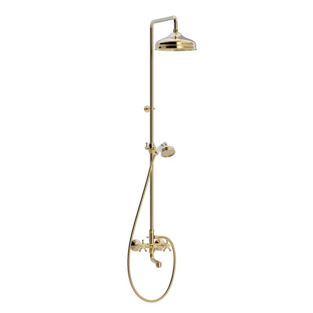 Brushed Nickel Christiansborg frembygget kar-/brusearmatur, hoved/hånd